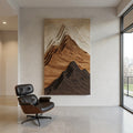 Vertical Mountain Relief Wood Wall Sculpture For Entryways