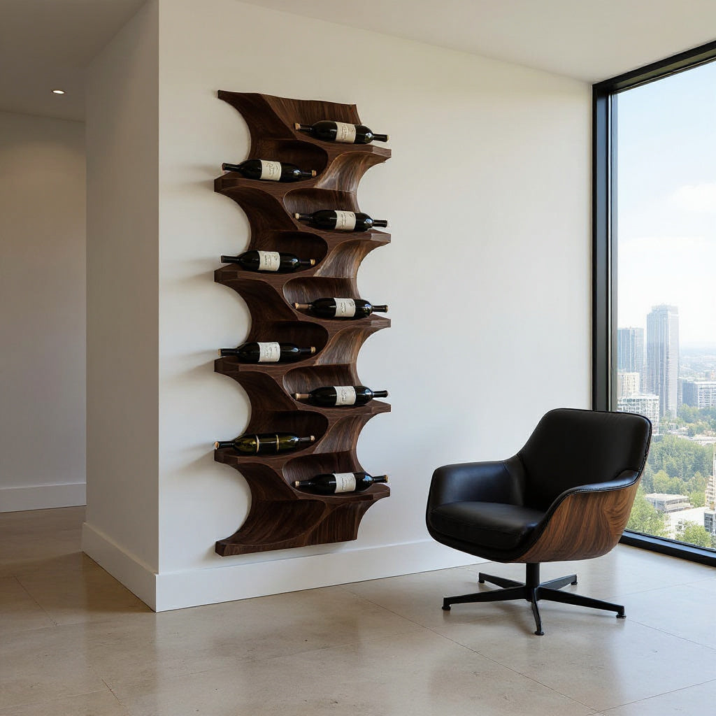 Tall Vertical Wood Wine Rack For Dining Room Walls, 50 to 70 Inch