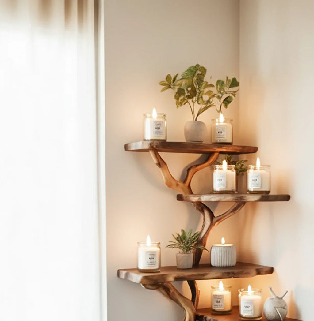 Solid Wood Floating Corner Shelf