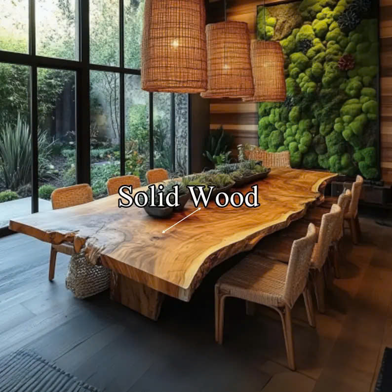 Solid Hardwood Dining Table with Soft Curved Edges, Seats 4 to 12