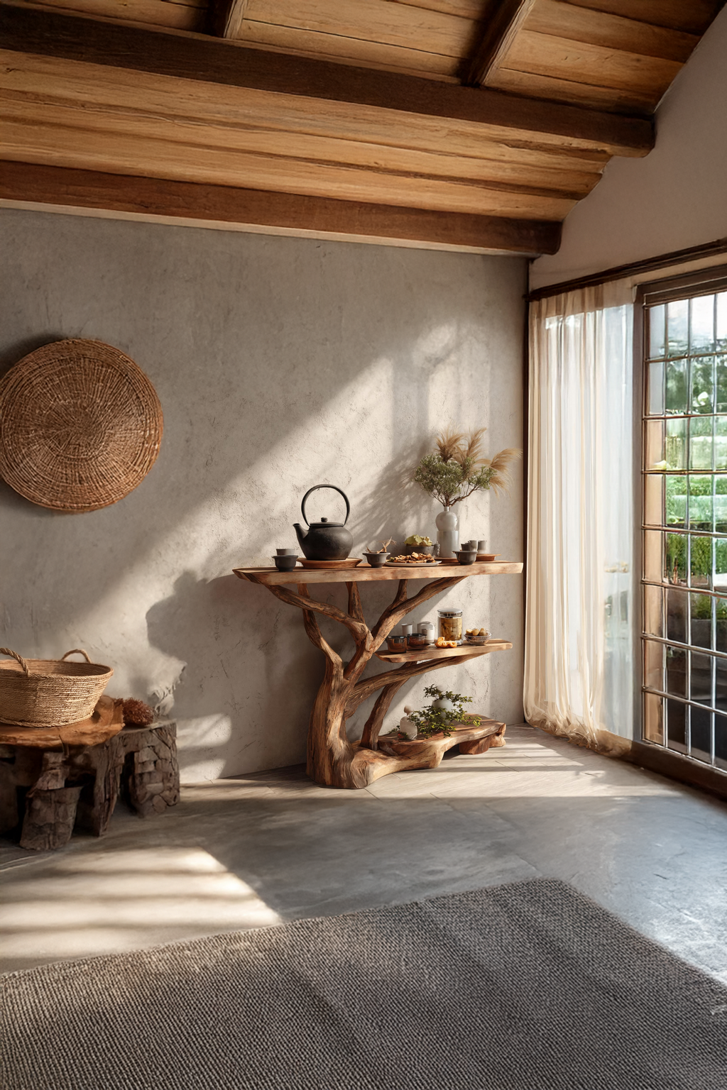 Farmhouse Solid Wood Console Table For Cozy Entryway Furniture Design