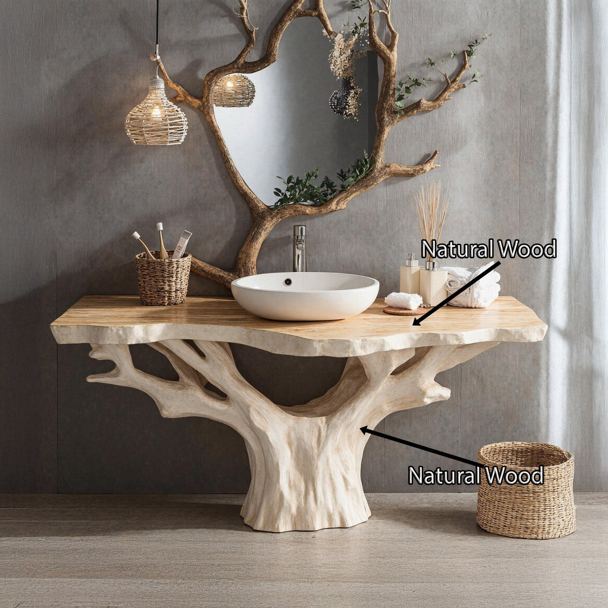 Modern Rustic Solid Wood Bathroom Vanity For Cozy Bathroom Spaces