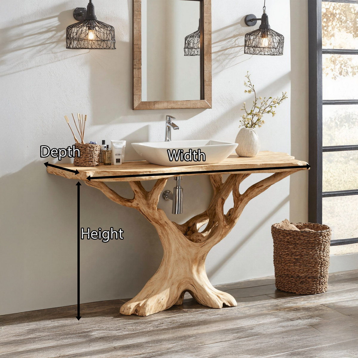 Custom Live Edge Wood Bathroom Vanity For Modern Rustic Bathroom Designs