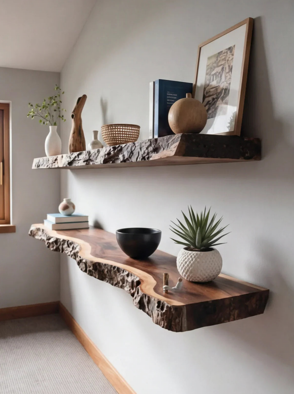 Live Edge Floating Wood Shelf