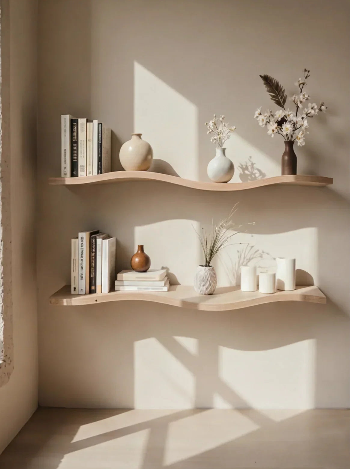 Handcrafted Wavy Rustic Wooden Shelf