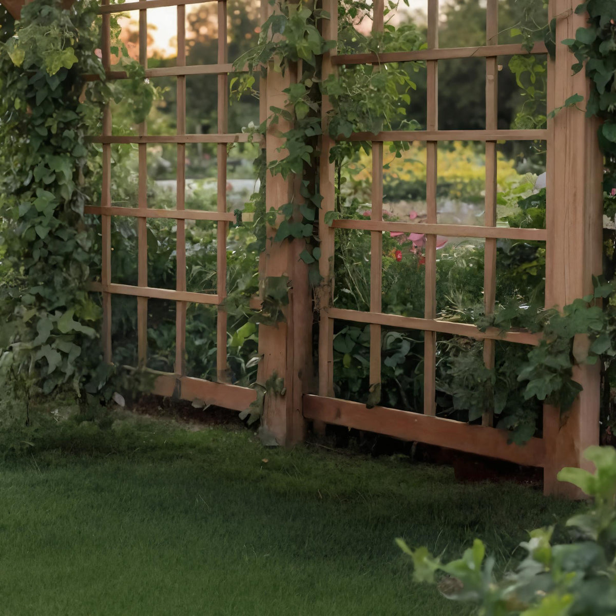Rustic Solid Wood Garden Pergola Trellis for Patio or Yard