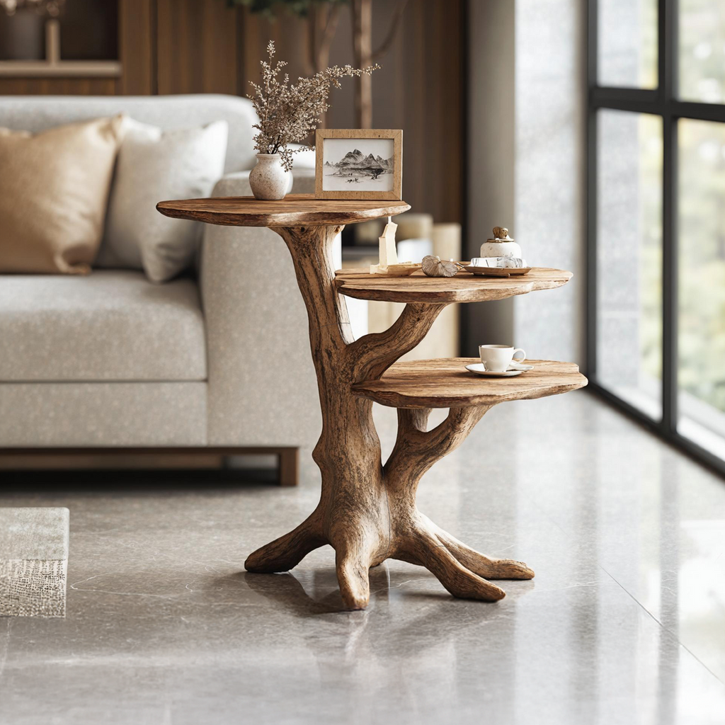 Handcrafted Solid Wood End Table Modern Living
