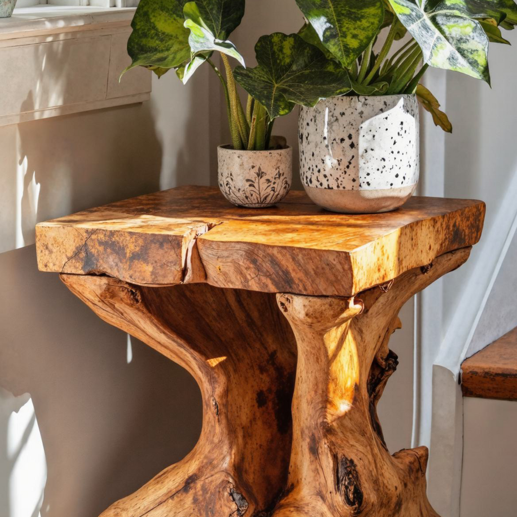 Farmhouse Wood End Table Live Edge End Table