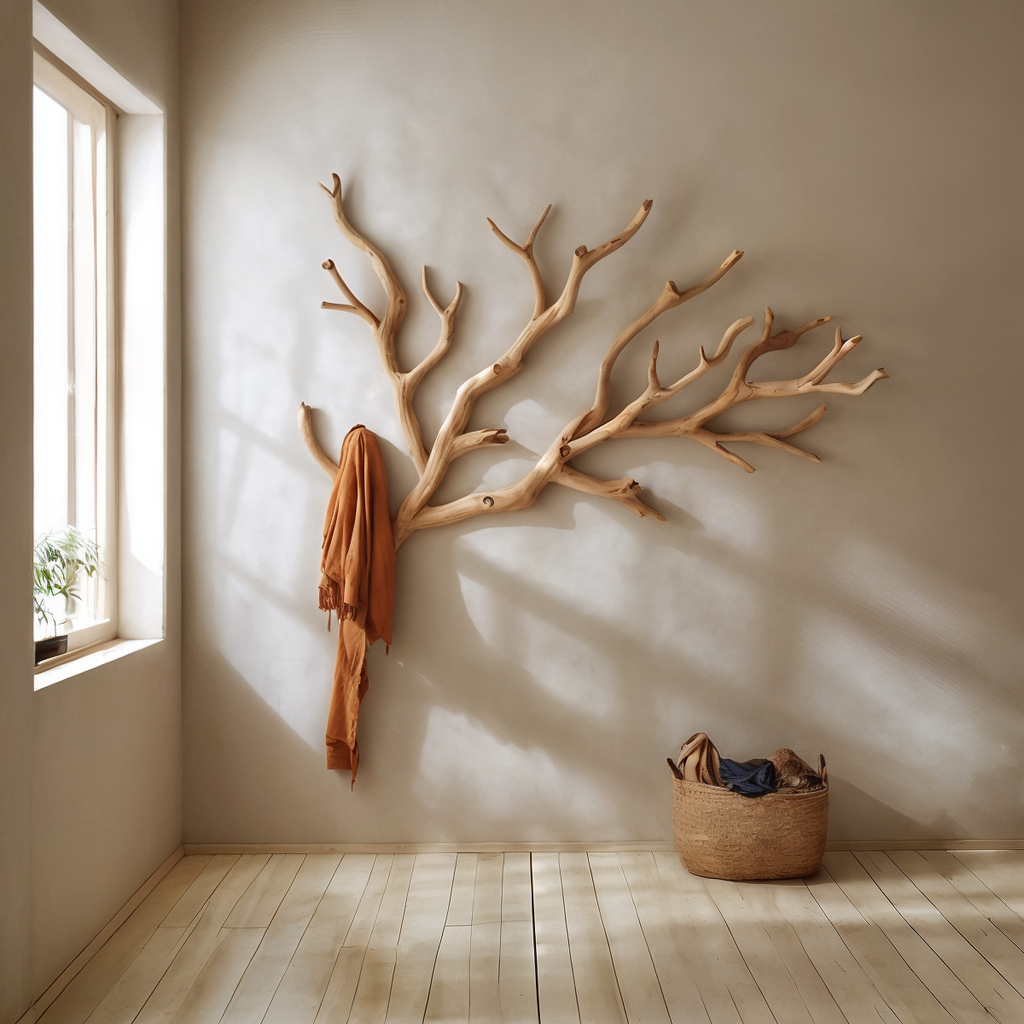 Driftwood Branch Wall-Mounted Solid Wood Coat Rack