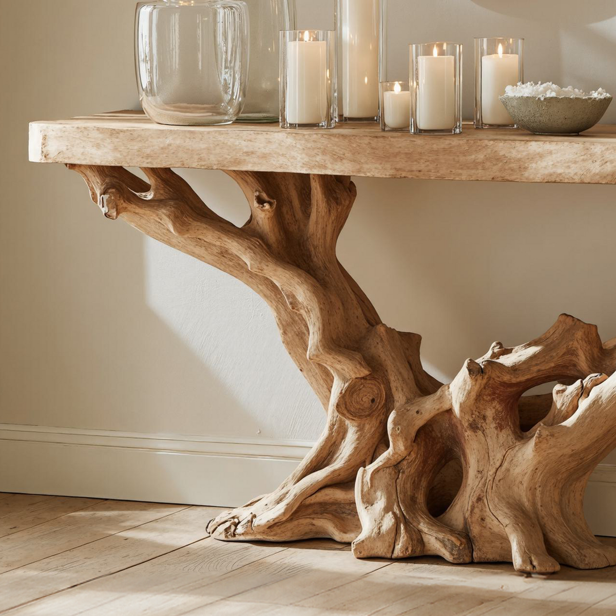 Farmhouse Solid Wood Console Table for Entryway or Hallway