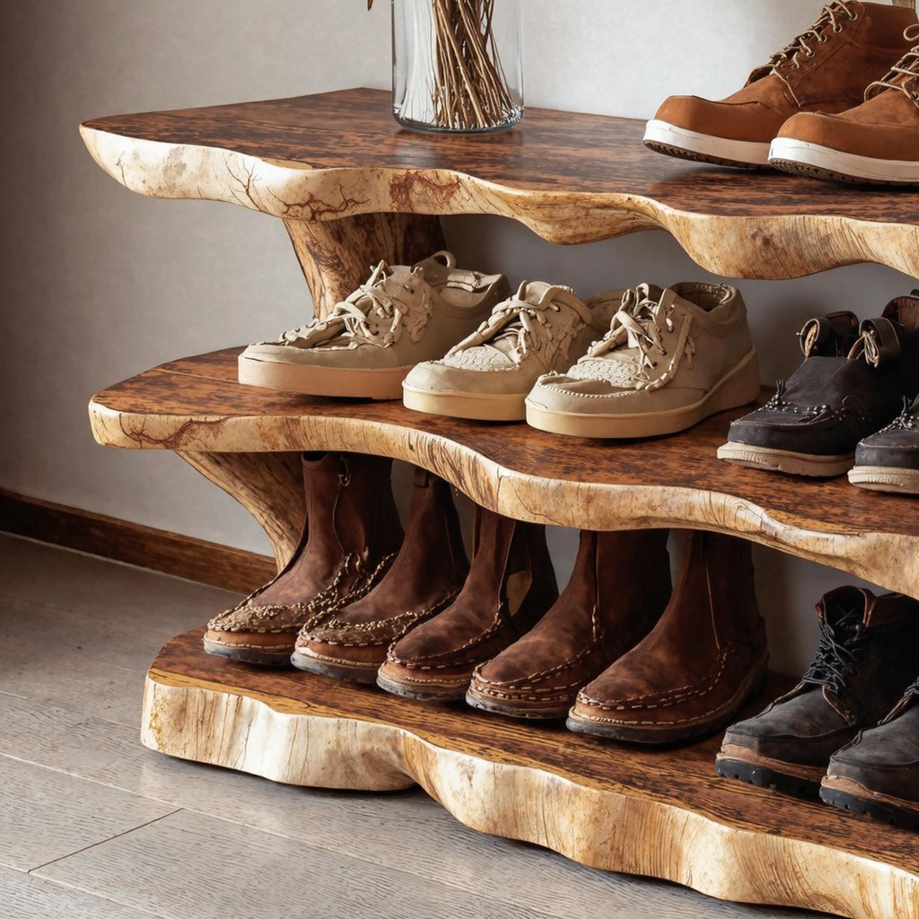 Floating Style Wooden Shoe Bench For Entryway Living Room