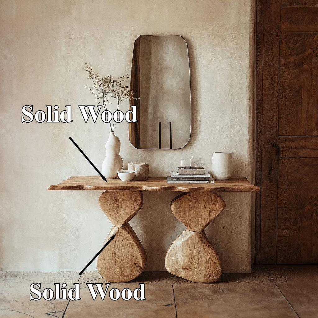 Organic Base Solid Wood Console For Entry Halls, 40 To 71 Inch
