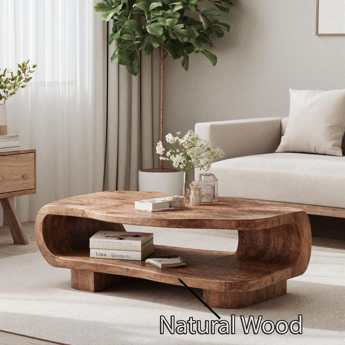 Brown Rustic Wood Cocktail Table, 16 in High, 24 to 47 in Wide