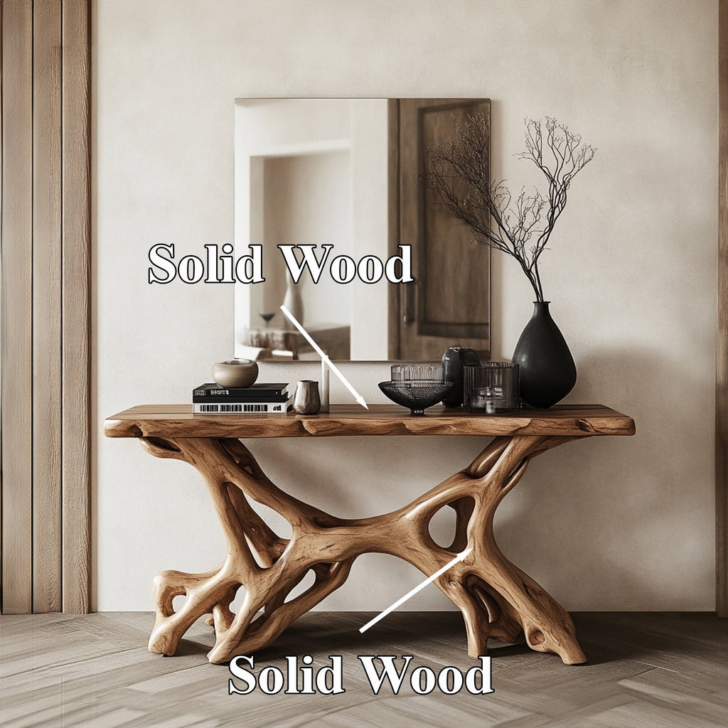 Rustic Handcrafted Solid Wood Console Table with Clean Lines
