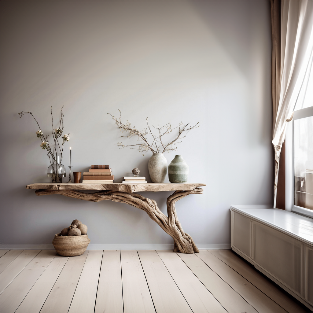 Solid Wood Rustic Console Table for Entryway and Hallway