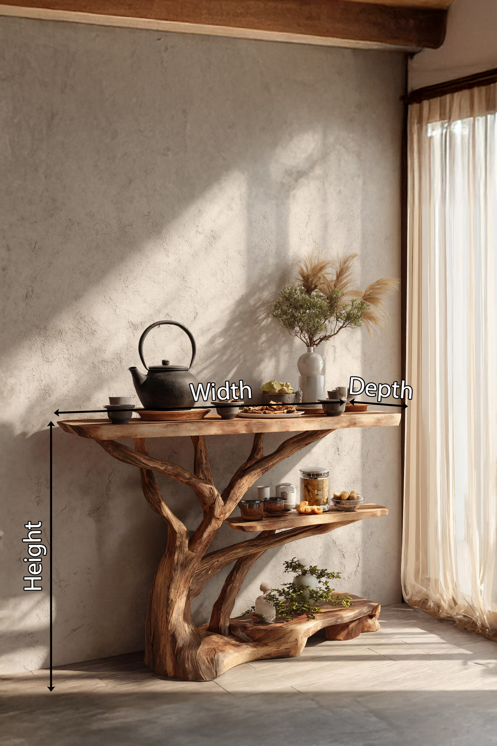 Farmhouse Solid Wood Console Table For Cozy Entryway Furniture Design