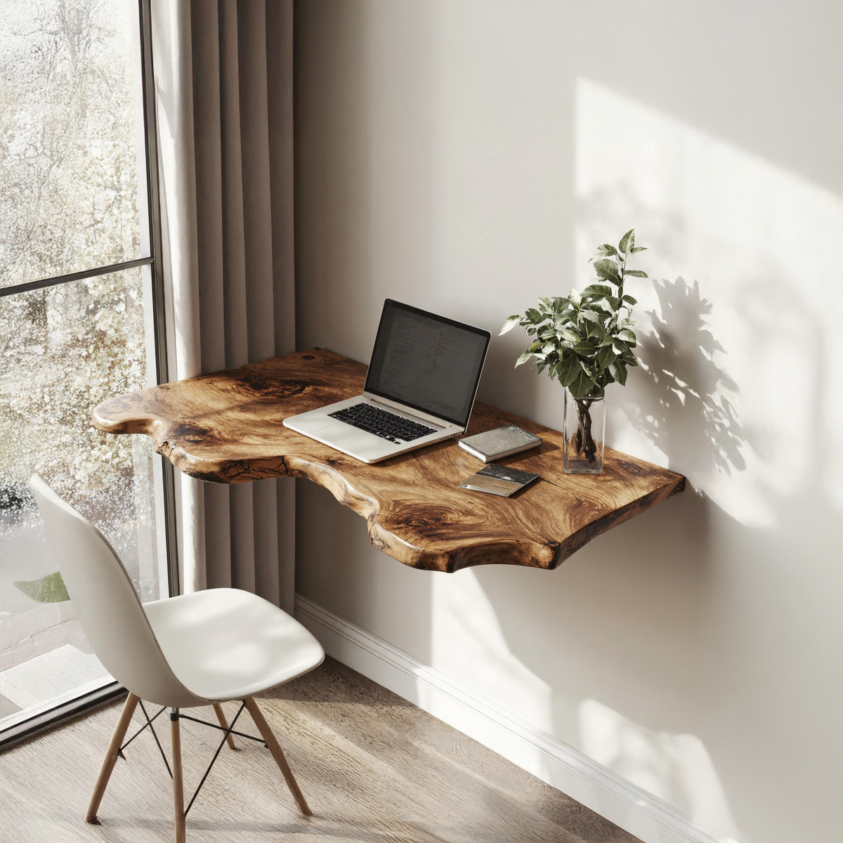 Farmhouse Solid Wood Floating Desk For Aesthetic Interior Decoration