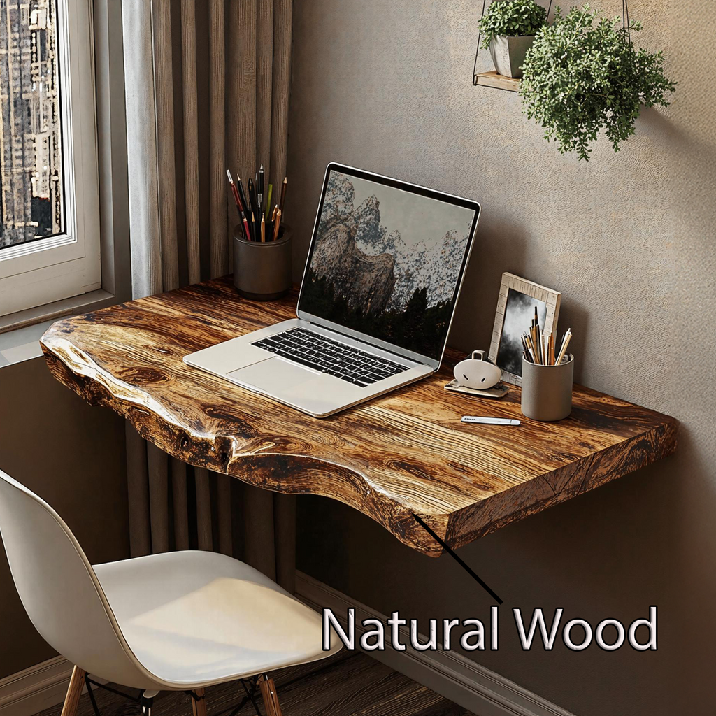 Farmhouse Solid Wood Floating Desk For Nature Inspired Home Styling