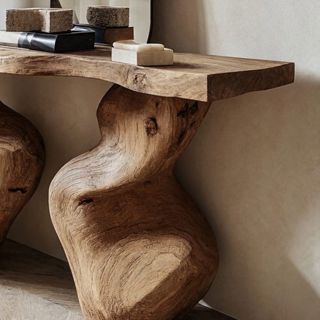 Simple Solid Wood Hall Table With Natural Grain, 40 To 71 Inch