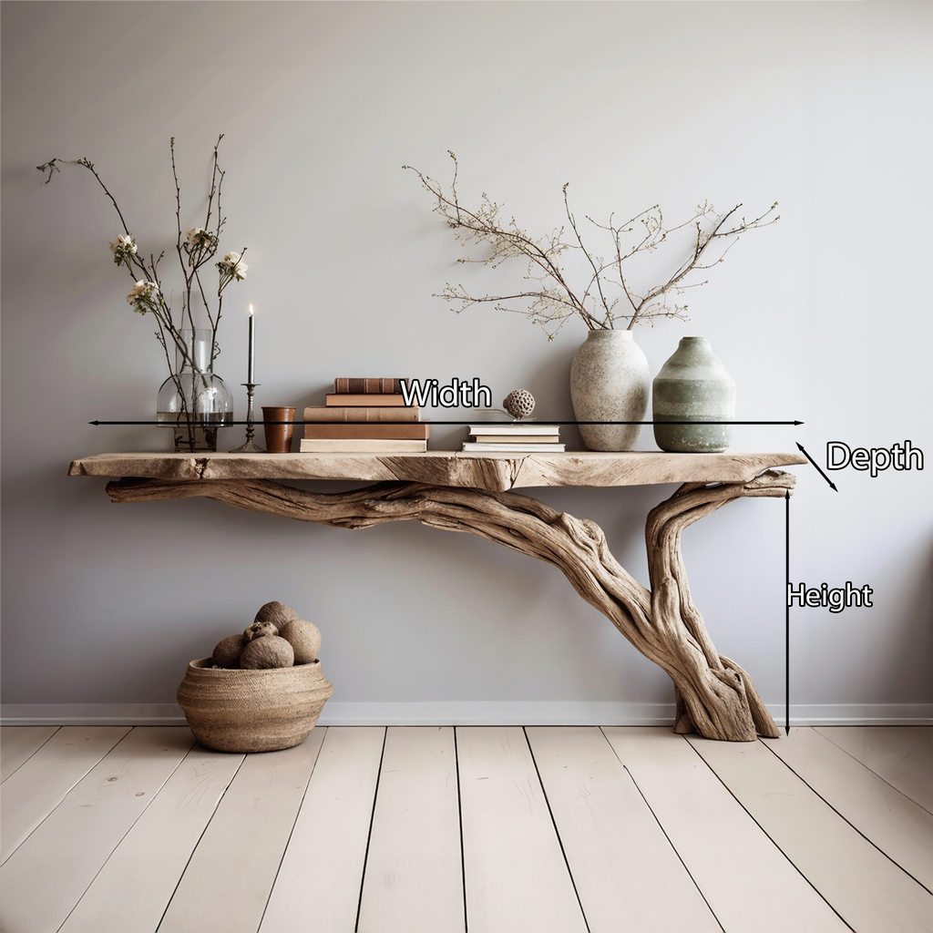 Solid Wood Rustic Console Table for Entryway and Hallway