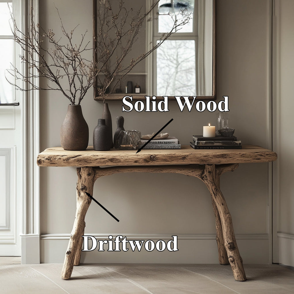 Handmade Curved Wood Console Table With Organic Form, 40 To 71 In