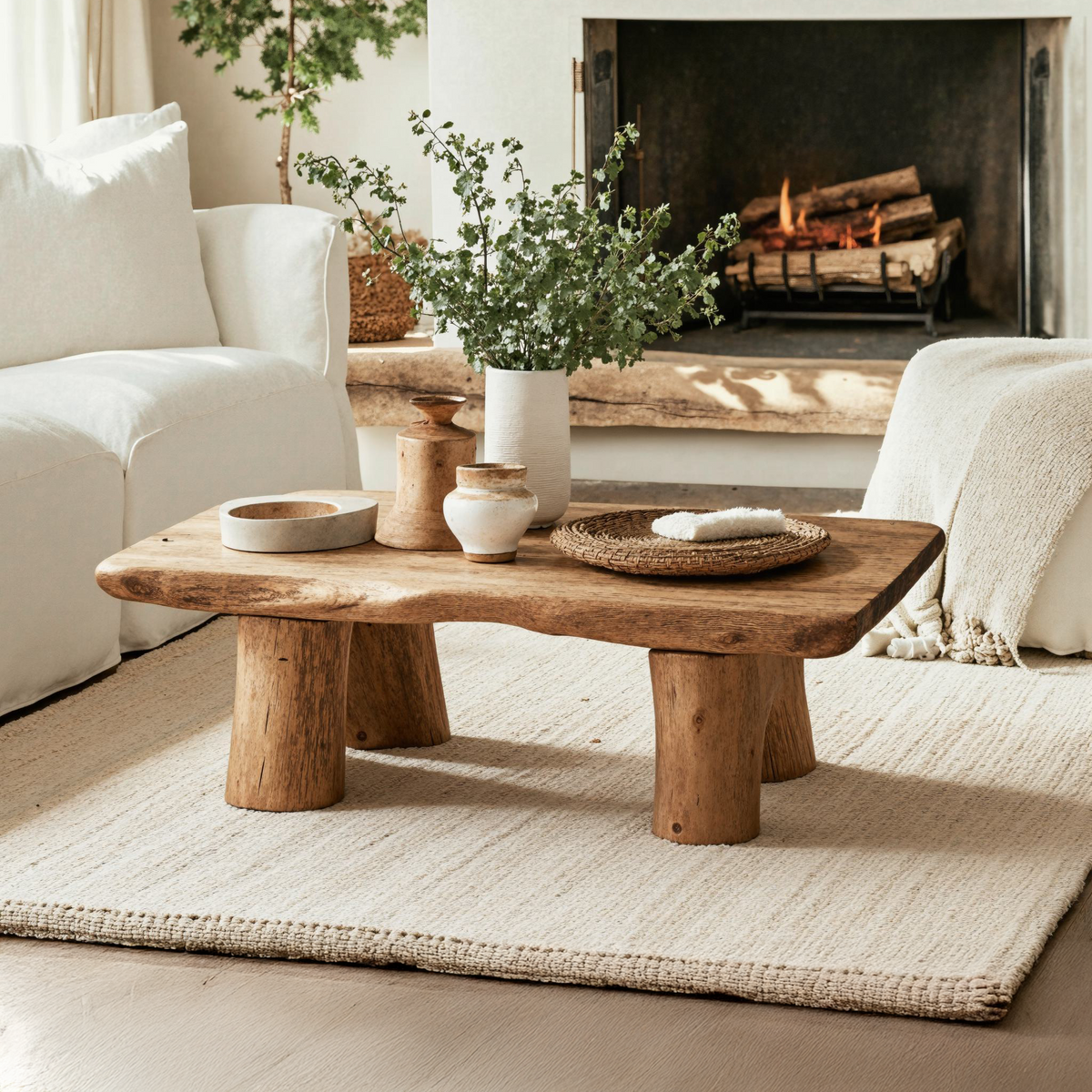 Farmhouse Wood Coffee Table For Living Room