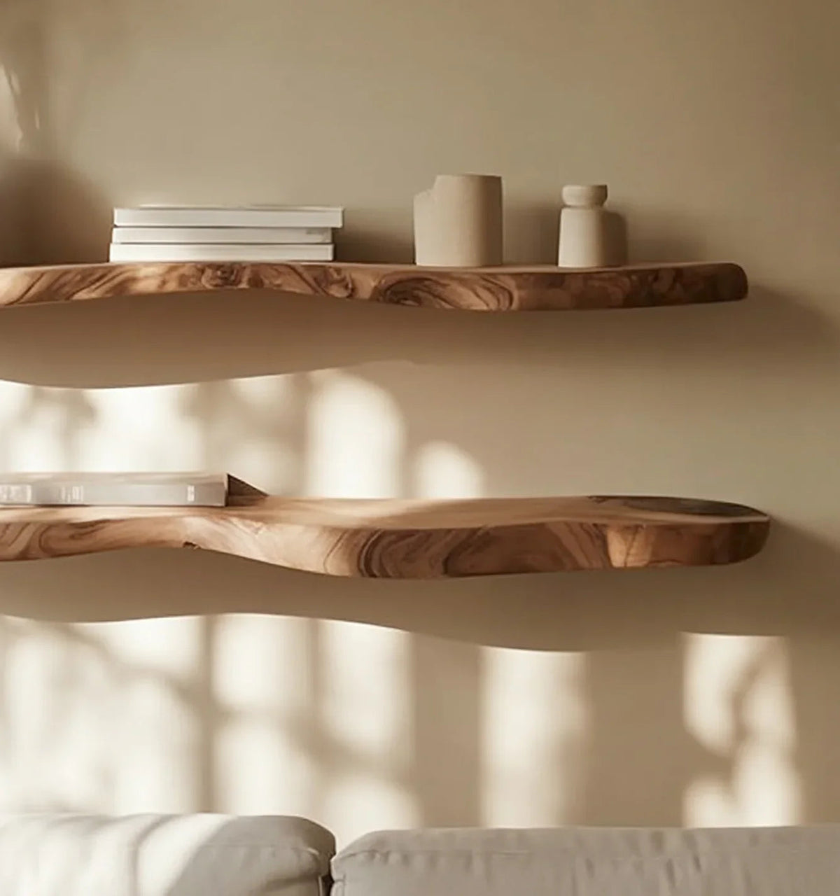 Rustic Floating Wall Shelf With Live Edge