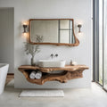 Solid Wood Live Edge Floating Bathroom Vanity With Organic River Edge