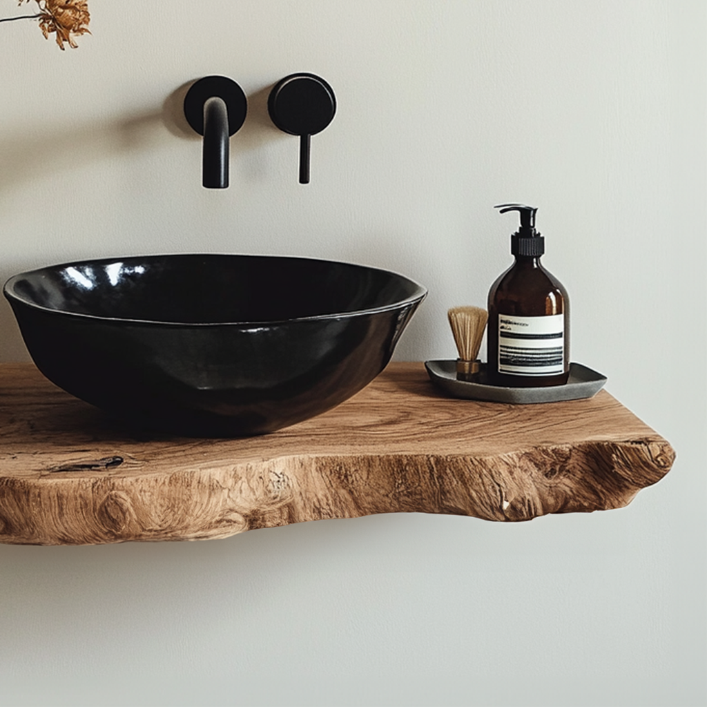 Handcrafted Live Edge Bathroom Vanity Shelf Rustic