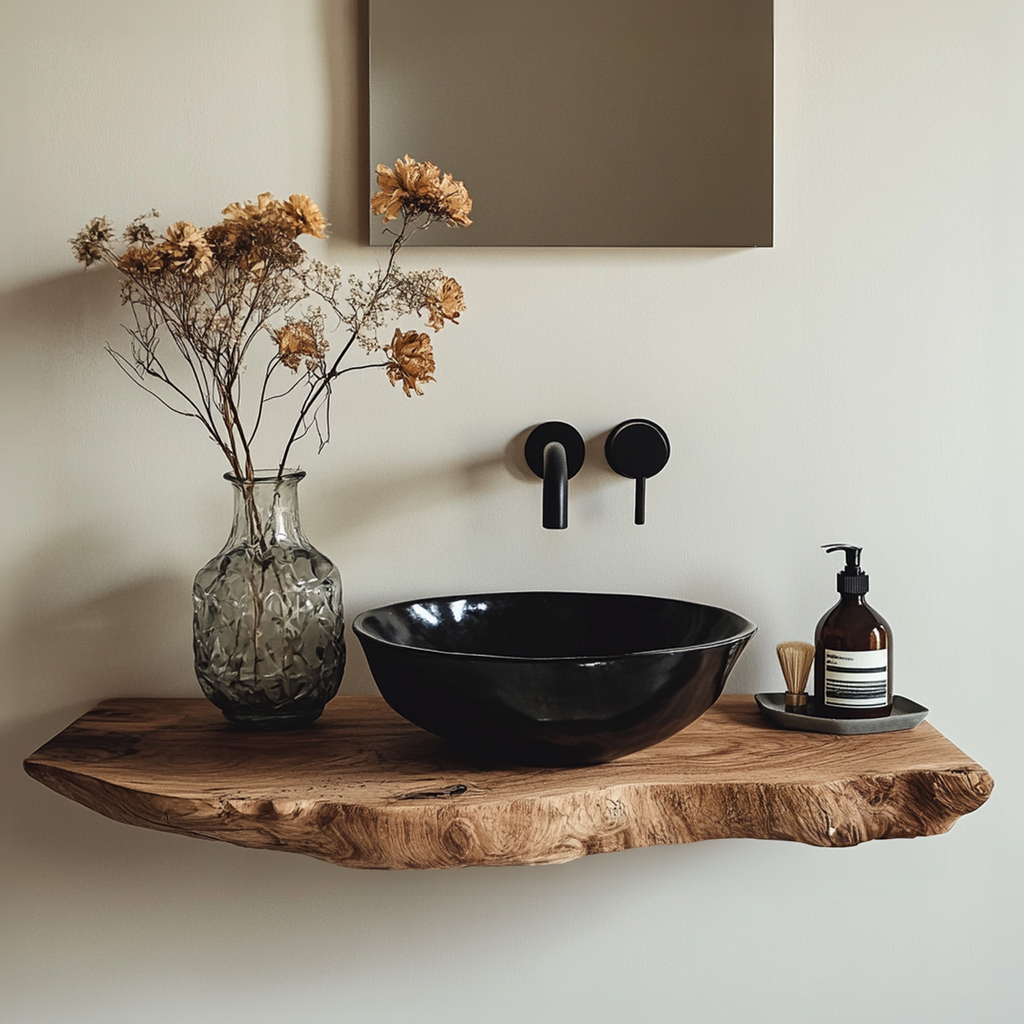 Handcrafted Live Edge Bathroom Vanity Shelf Rustic
