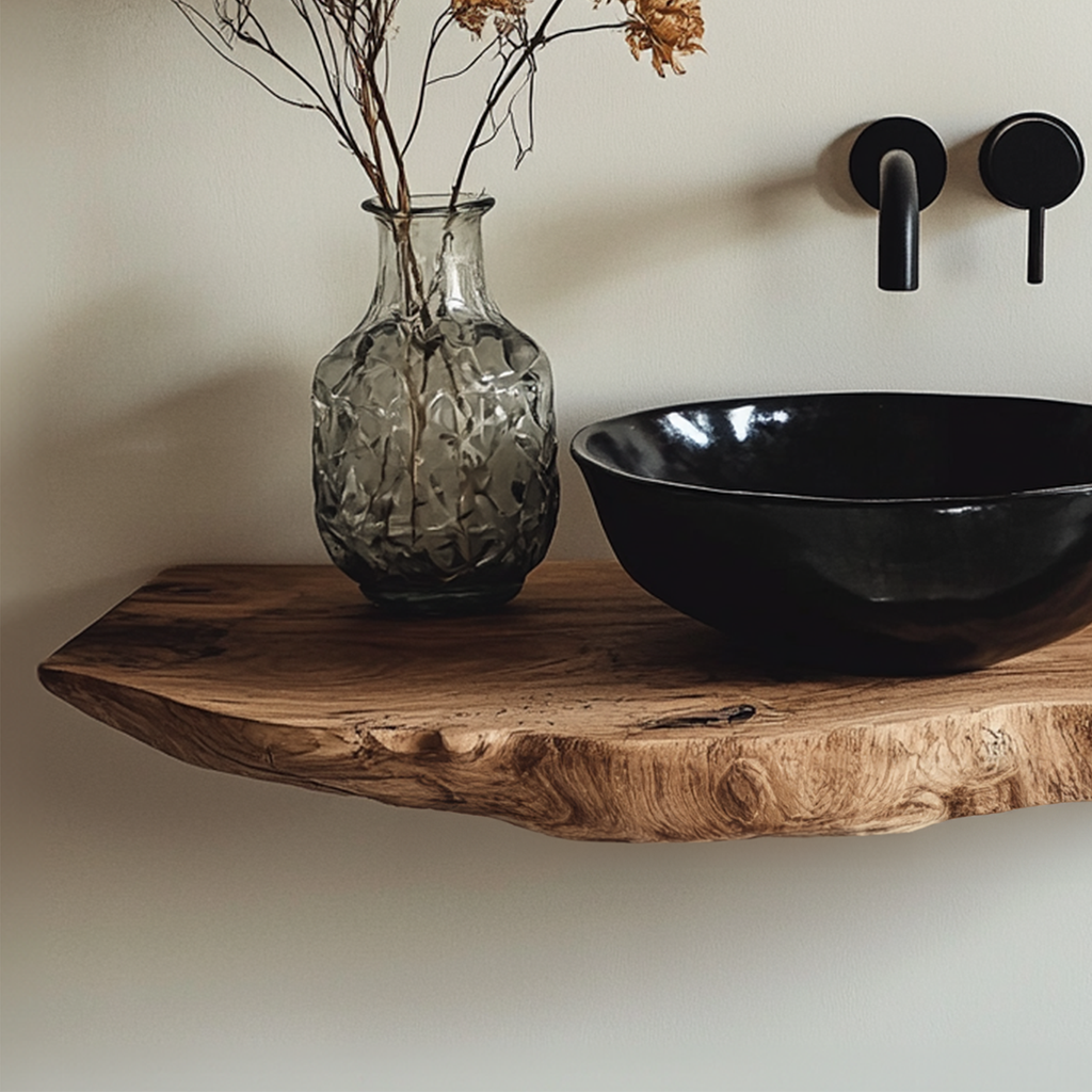 Handcrafted Live Edge Bathroom Vanity Shelf Rustic