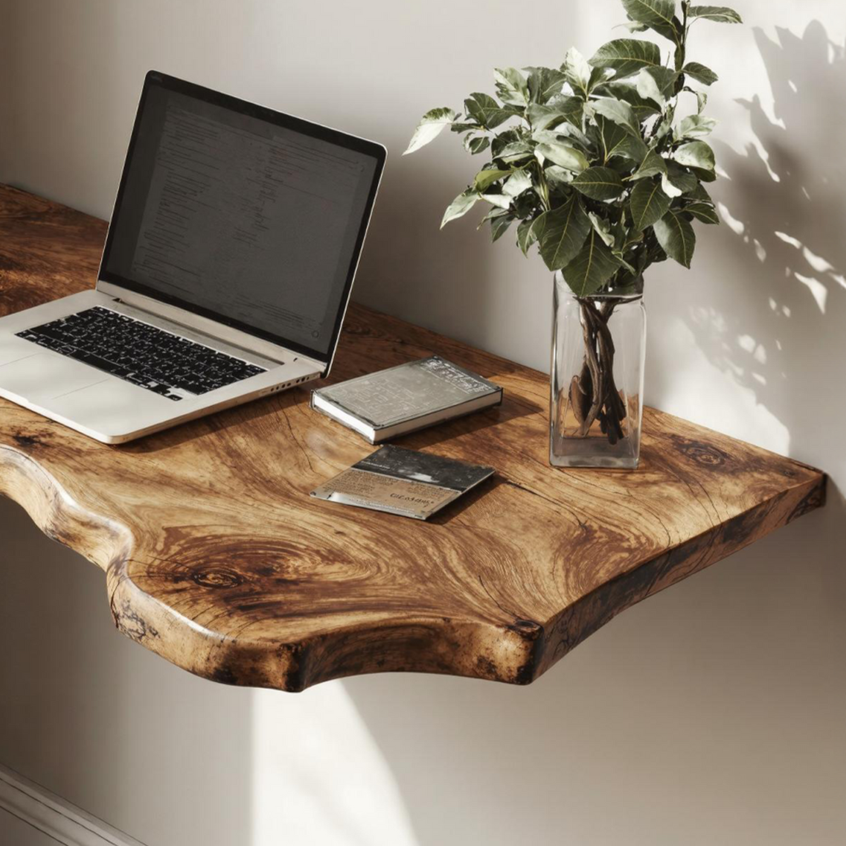 Farmhouse Solid Wood Floating Desk For Aesthetic Interior Decoration