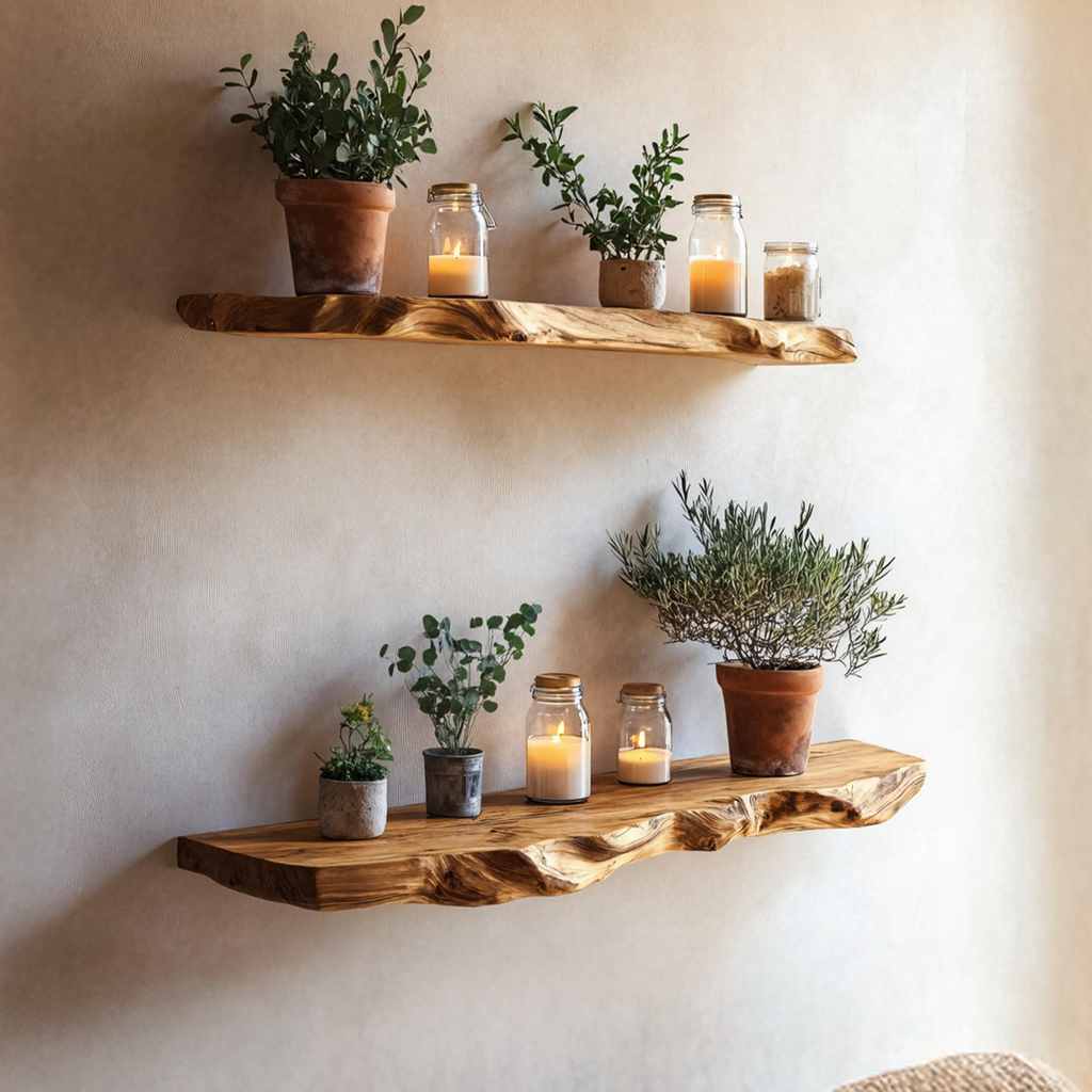 Farmhouse Wooden Floating Shelf For Living Room Holiday Decoration