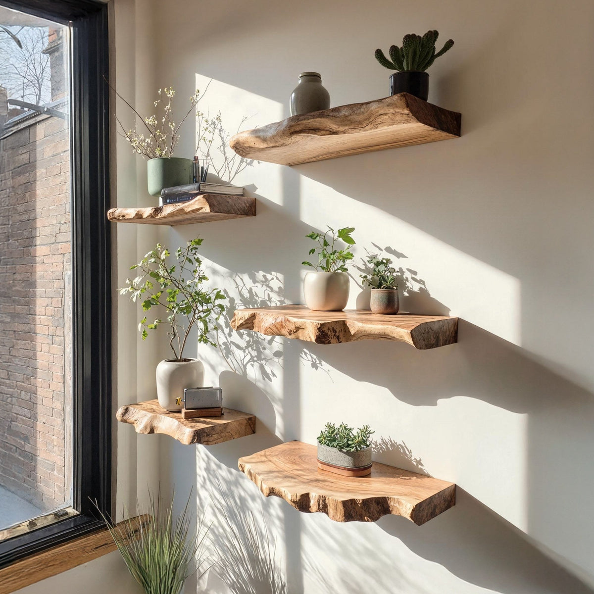 Rustic Live Edge Floating Shelf