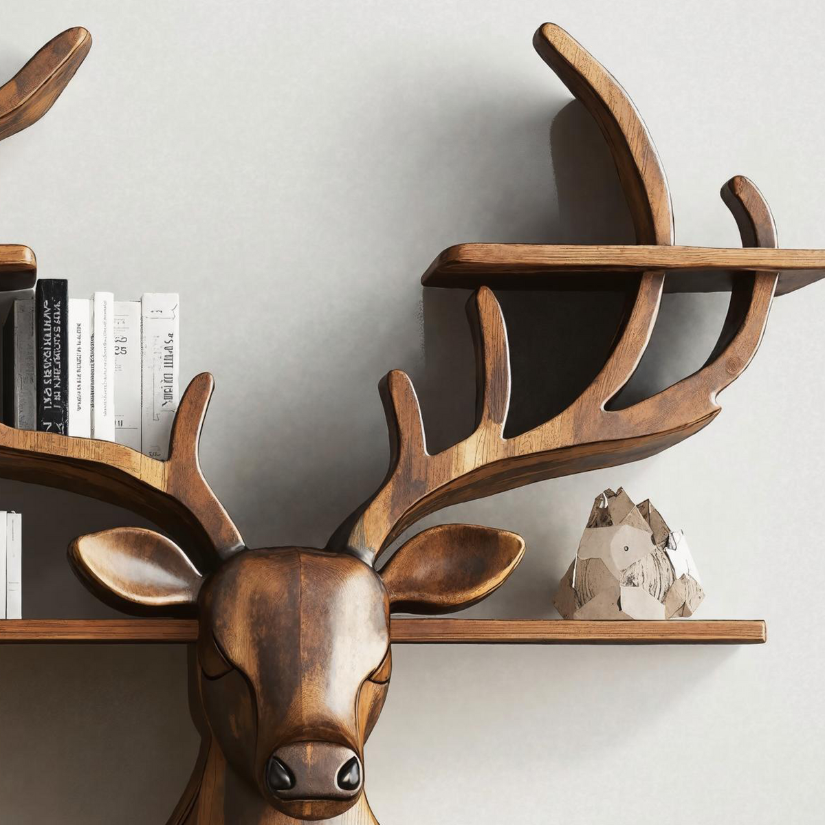 Handcrafted Wood Deer Shelf For Nature Inspired Home Decor