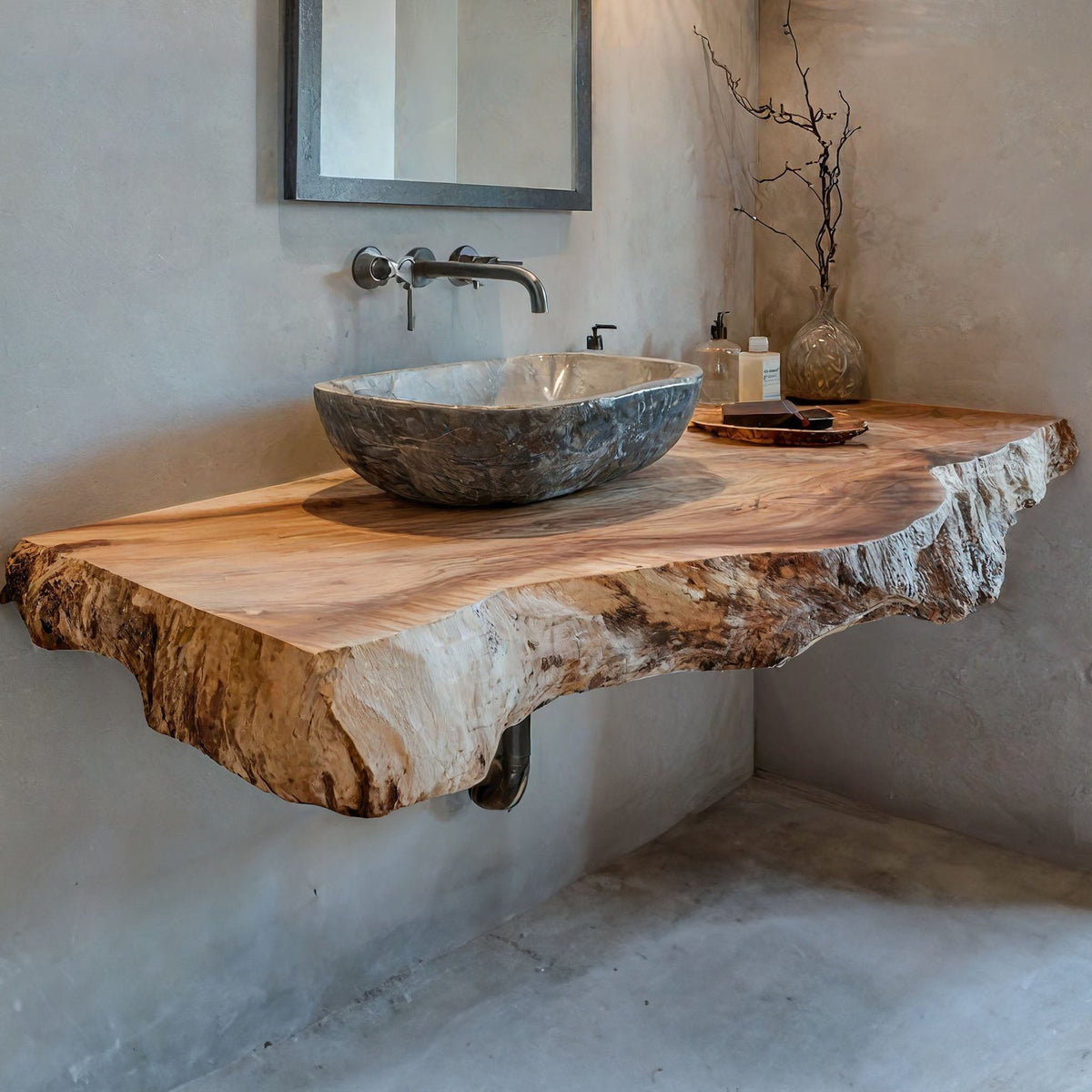 Bathroom Vanity Shelf, Traditional Thick Wood Sink Countertop