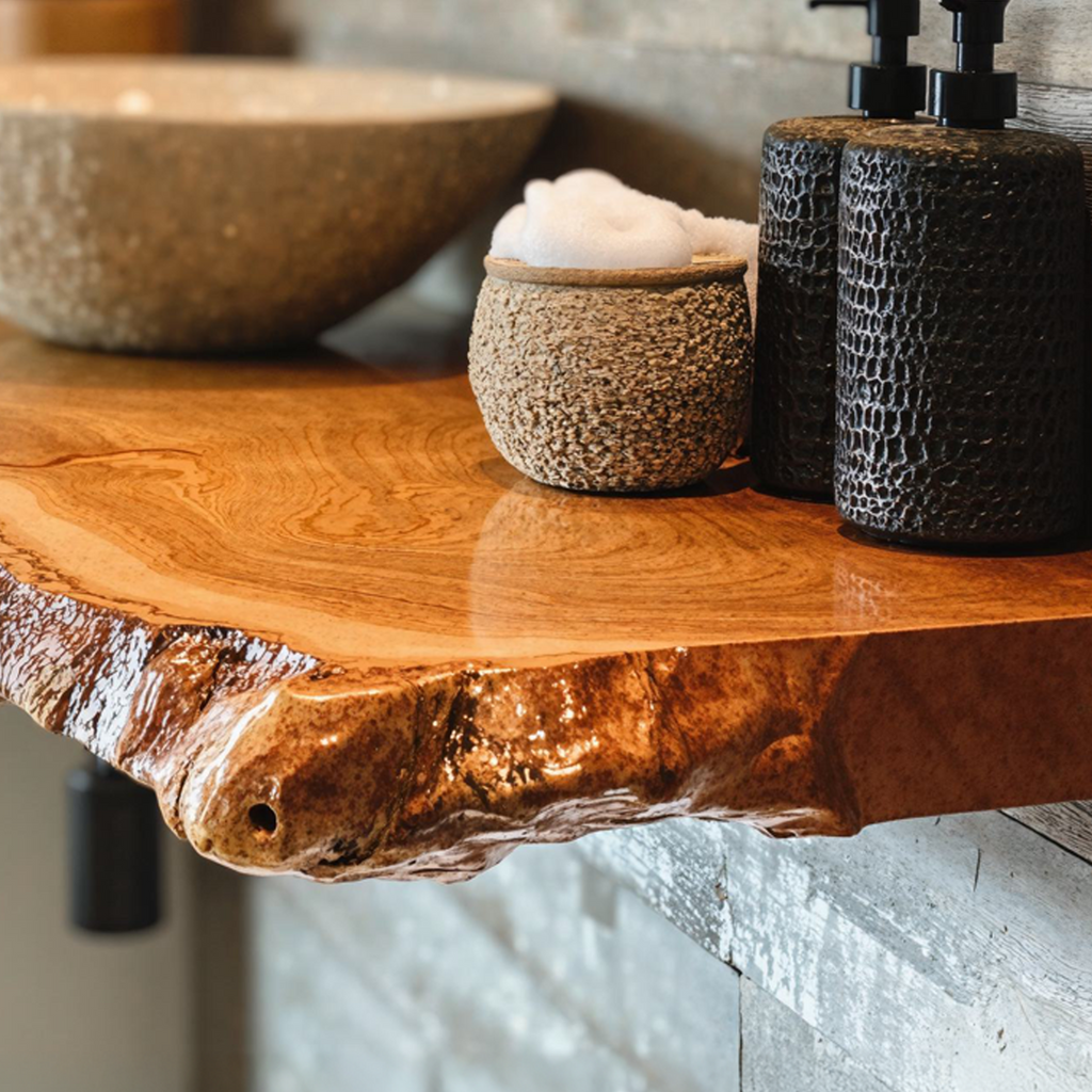 Floating Wood Bathroom Shelf