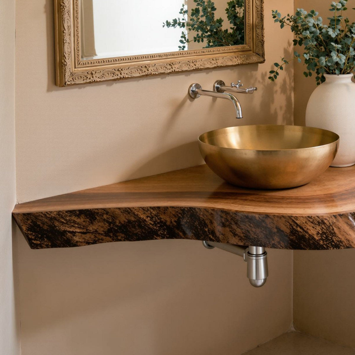 Wooden Corner Shelf Bathroom Corner
