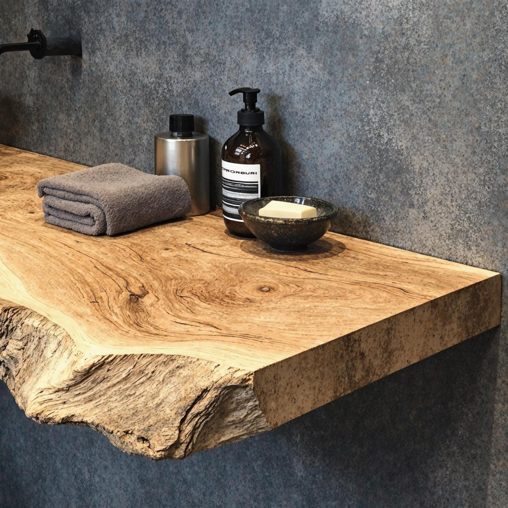 Single Wooden Floating Vanity Countertop Shelf, 20 To 43 Inch
