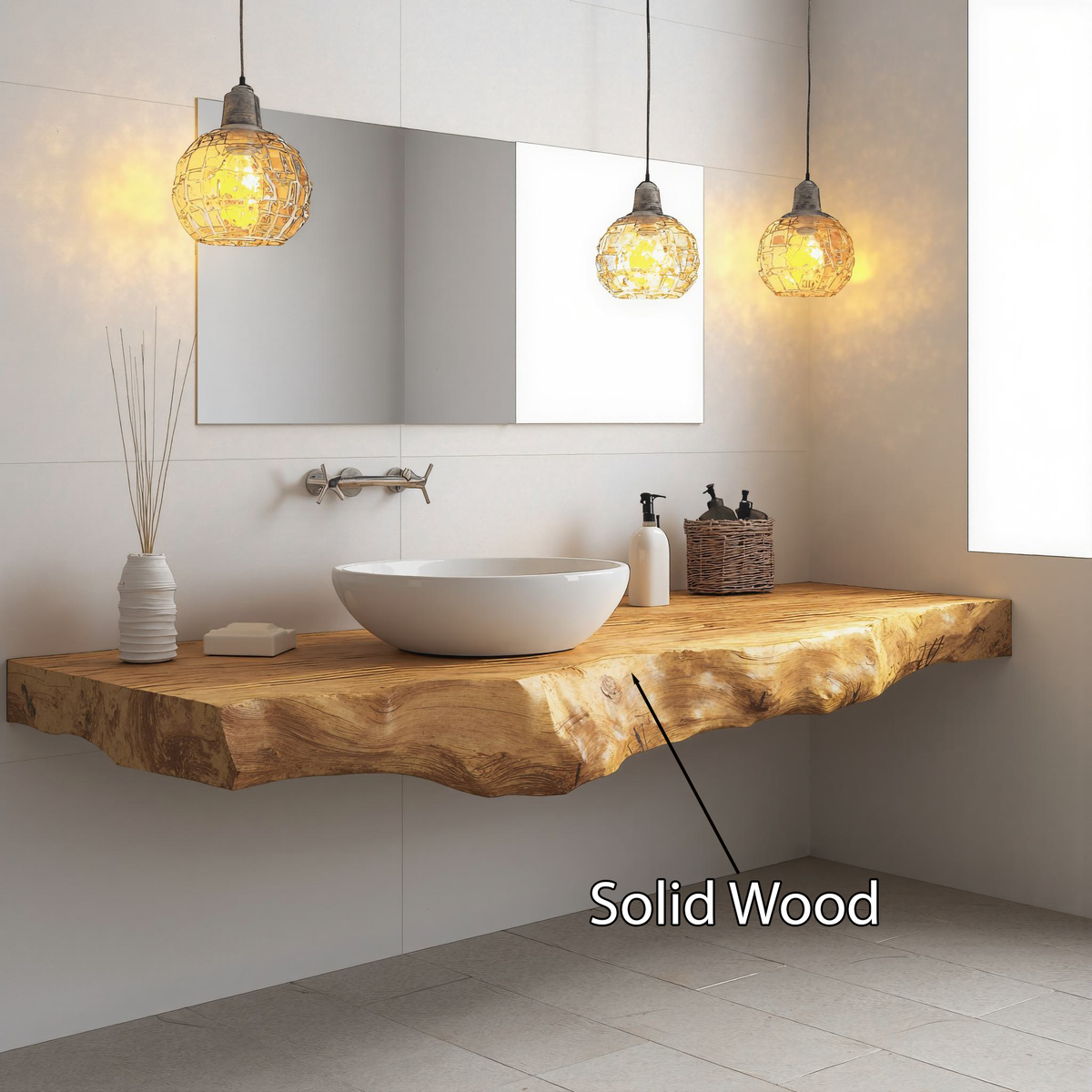 Farmhouse Floating Live Edge Vanity For Rustic Bathroom