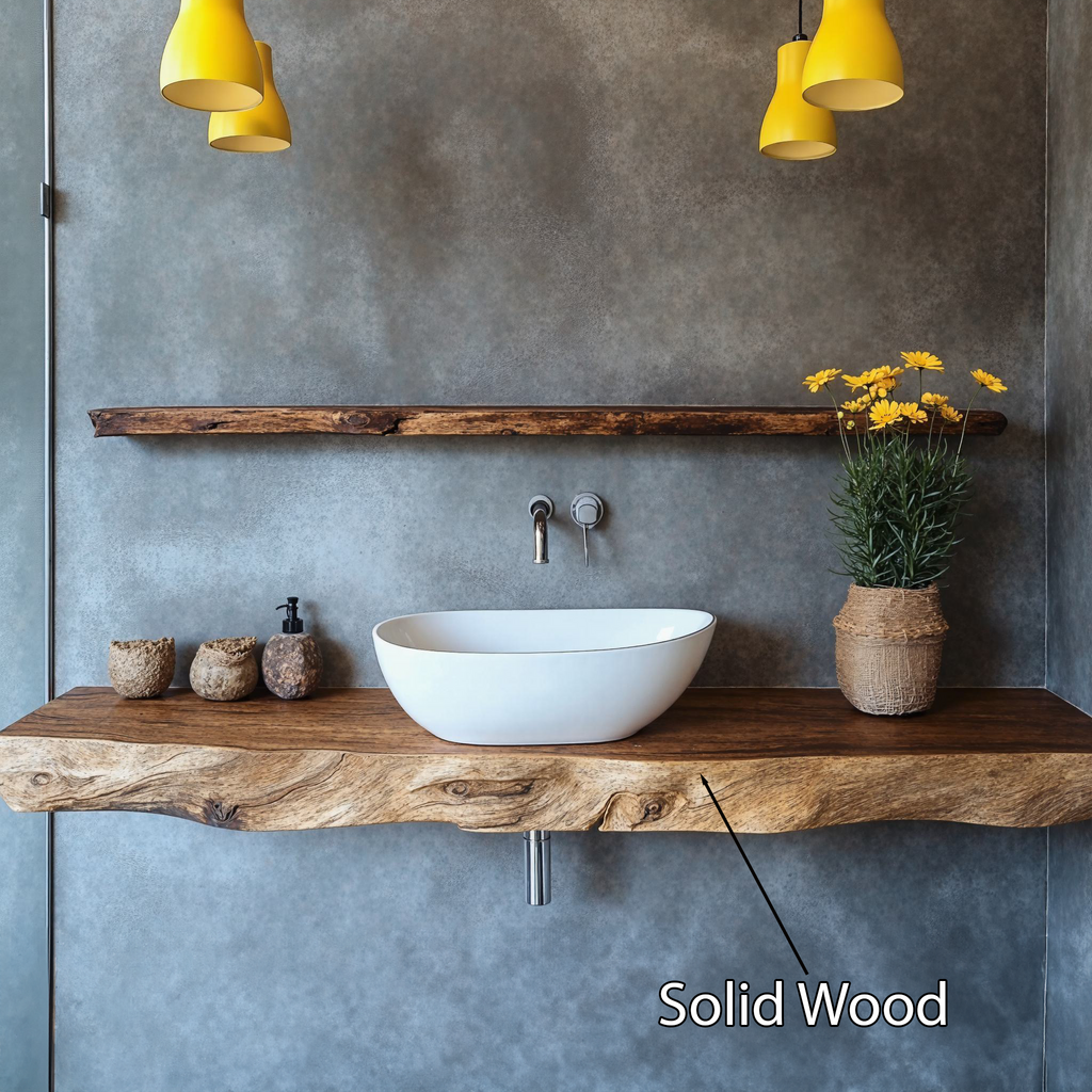 Wooden Vanity Countertop, Bespoke Solid Wood Bathroom Sink Shelf