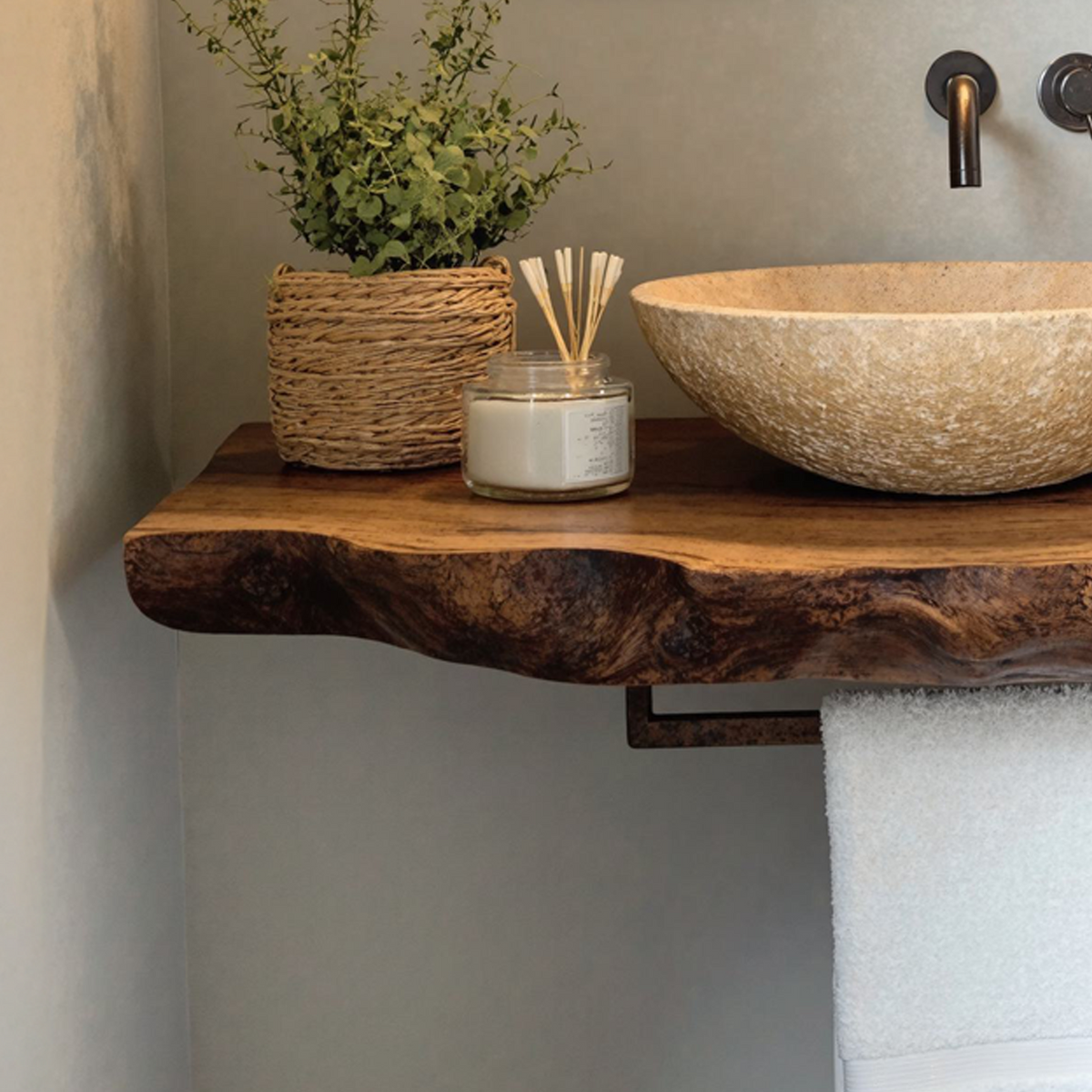 Handcrafted Bathroom Vanity Shelf, Rustic Floating Wood Sink Top
