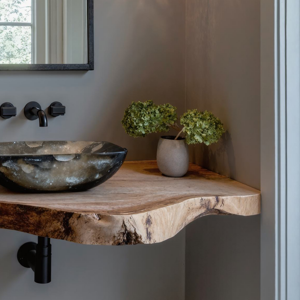 Custom Rustic Floating Bathroom Vanity Shelf With Rustic Charm