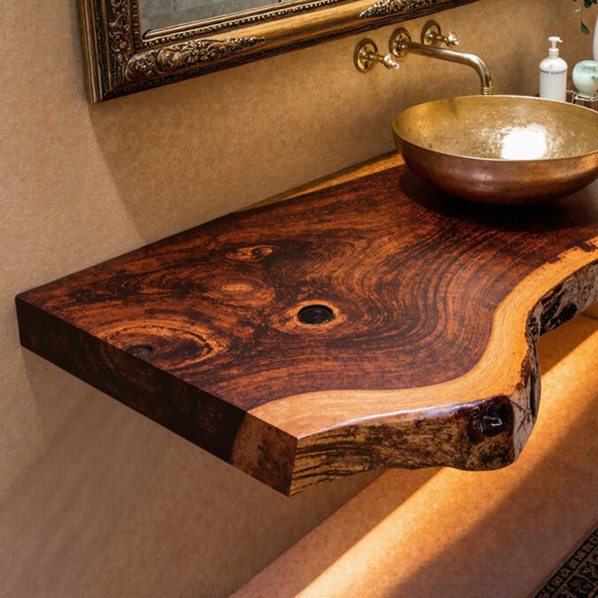 Wooden Floating Bathroom Vanity Shelf, Modern Rustic Sink Top