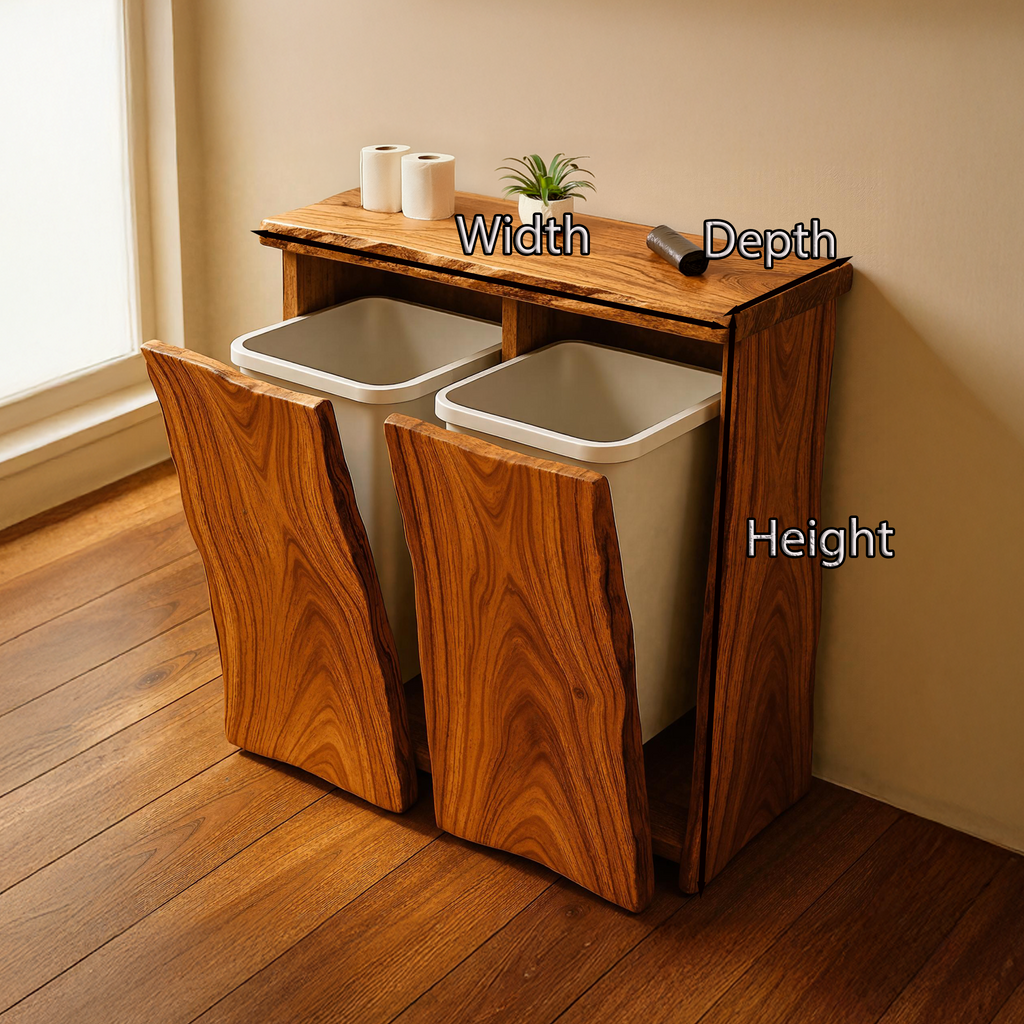 Farmhouse Wooden Double Tilt Out Garbage Bin For Dining Room Corner