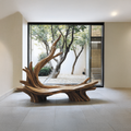 Hand-Sculpted Live Edge Branch Bench for Patio or Entryway