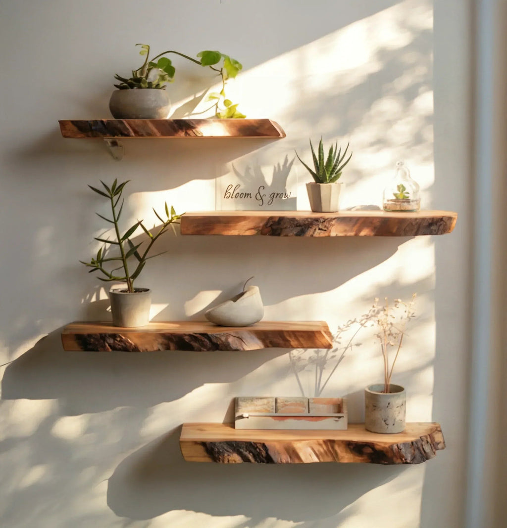 Live Edge Teak Root Floating Shelf