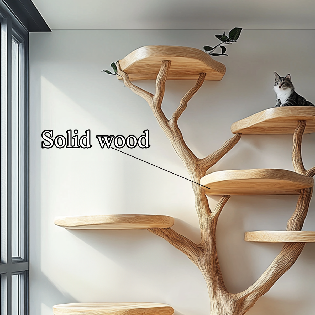 Branch Platform Wood Cat Climbing Tree, 70 in High x 60 in Long