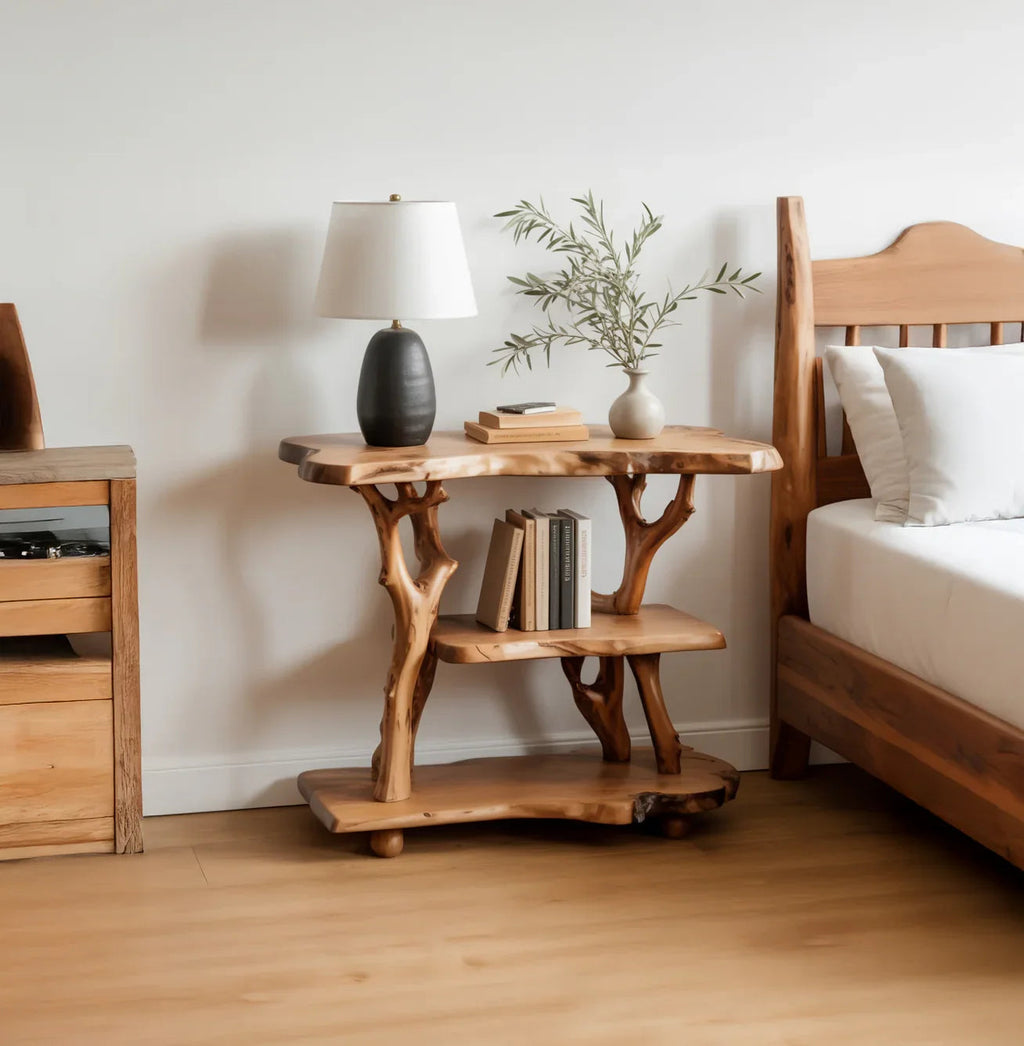 Solid Wood Tree Branch Nightstand