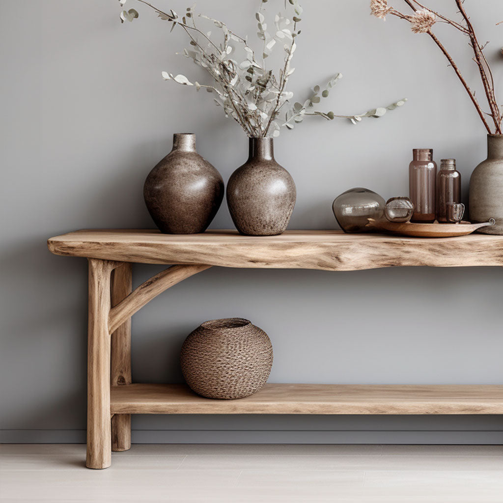 Narrow Floating Live Edge Farmhouse Console, 30 To 71 Inch